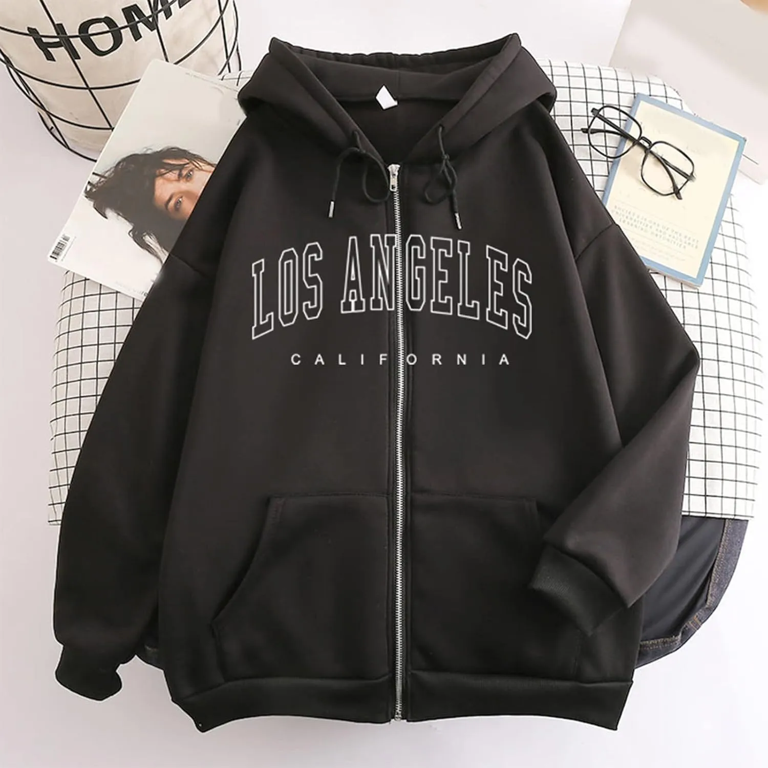 California Hoodies For Girls Letter Print Graphic Sweatshirt Hooded Long Sleeve Casual Loose Pullover Tops For 4-14 Years