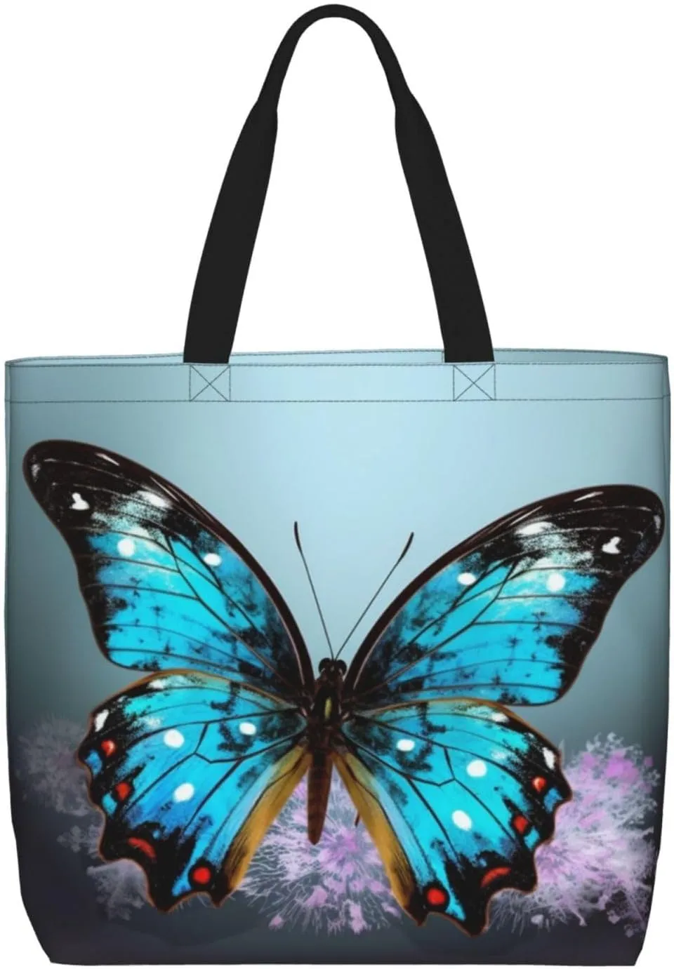 Canvas Tote Bag for Women Shoulder Tote Purse Reusable Grocery Bag Beautiful butterfly Aesthetic Shopping Bags