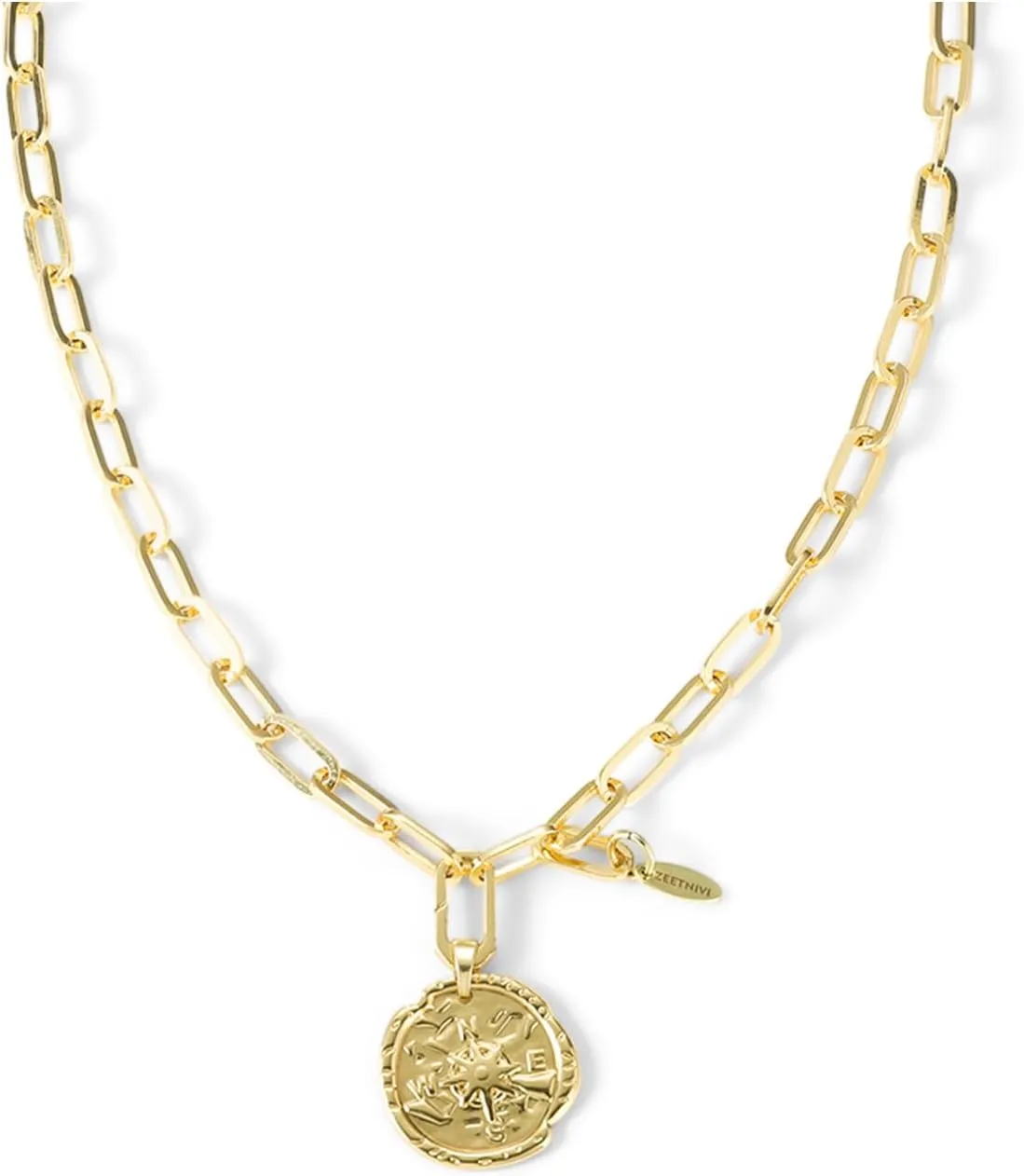 Chunky Layered Gold Necklace For Women Paperclip Link Chain Statement Compass Coin Charm Beach Stackable Necklace Non Tarnish Dainty 14k Gold Plated Medallion Pendant Trendy Fashion Jewelry
