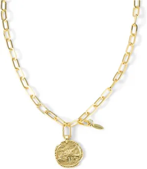Chunky Layered Gold Necklace For Women Paperclip Link Chain Statement Compass Coin Charm Beach Stackable Necklace Non Tarnish Dainty 14k Gold Plated Medallion Pendant Trendy Fashion Jewelry