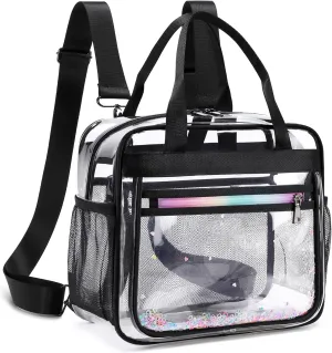 Clear Beach Bag Women Handbag Large Swim Tote Pool Sand Crossbody Bags Transparent Backpack for Girls Stadium Approved Messenger Shoulder Bags See Through Big Bookbag Carry on Totes for School Travel