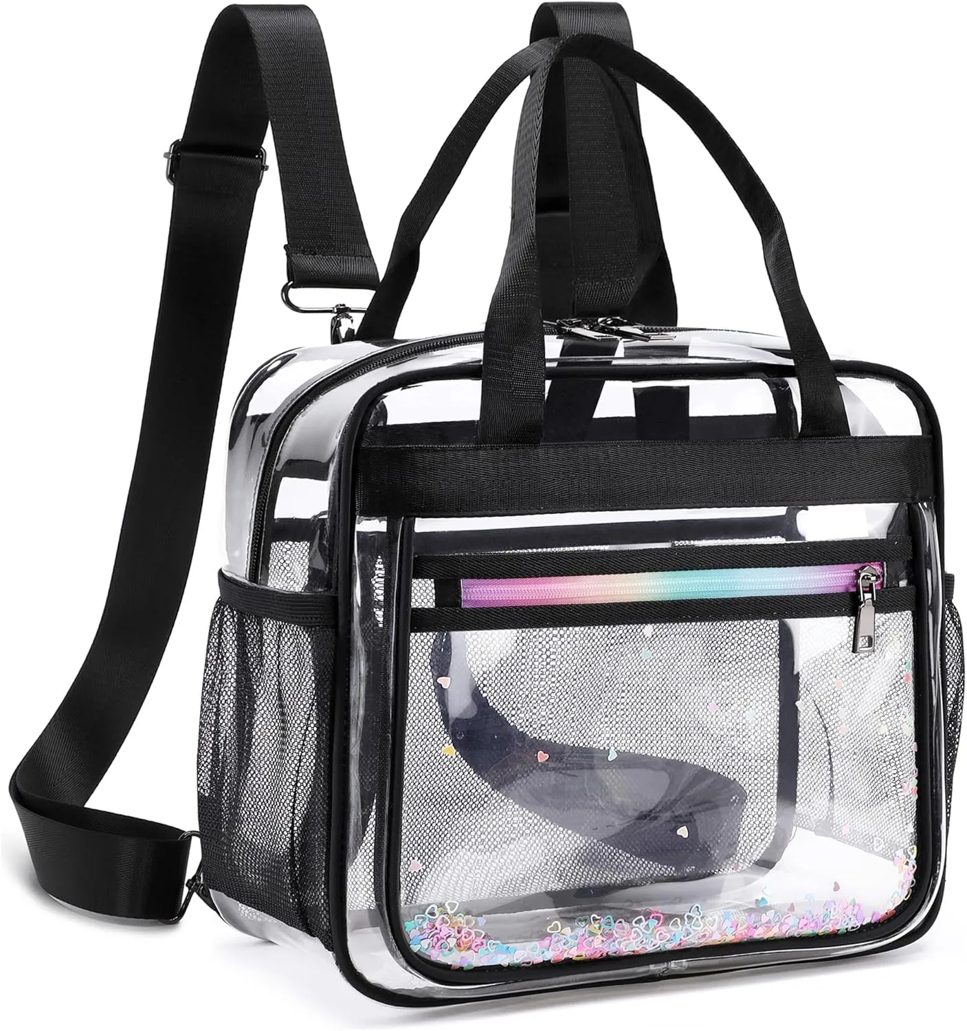 Clear Beach Bag Women Handbag Large Swim Tote Pool Sand Crossbody Bags Transparent Backpack for Girls Stadium Approved Messenger Shoulder Bags See Through Big Bookbag Carry on Totes for School Travel
