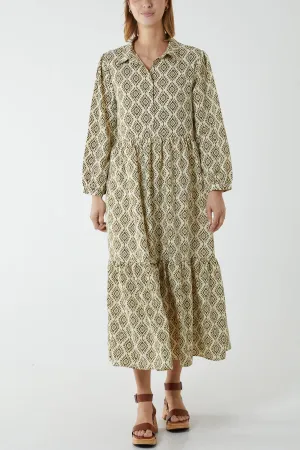 Collared Abstract Midi Dress