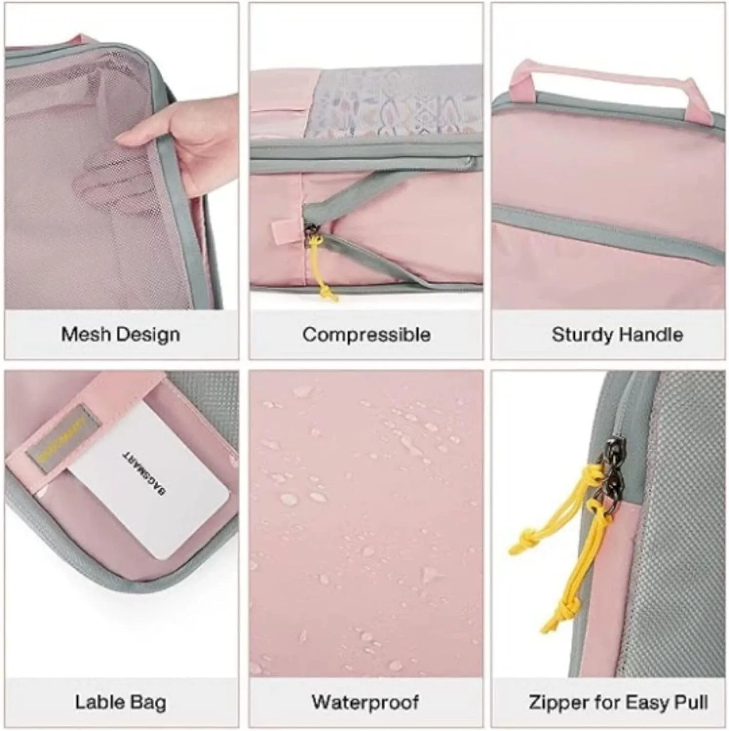Compression Packing Cubes for Travel Lightweight Vacation Travel Travel Accessories for Suitcase Organizer Bags Set Luggage Organizer Travel Bags Garage Clothes Storage (A, One Size)