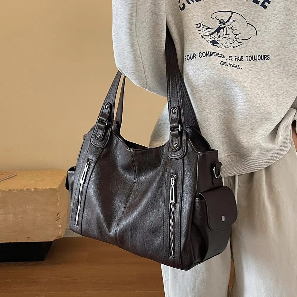 Conceal Carry Purses for Women Concealed Carry Crossbody Bag Large Purses for Women Faux Leather Hobo Bags Vintage Tote Bag