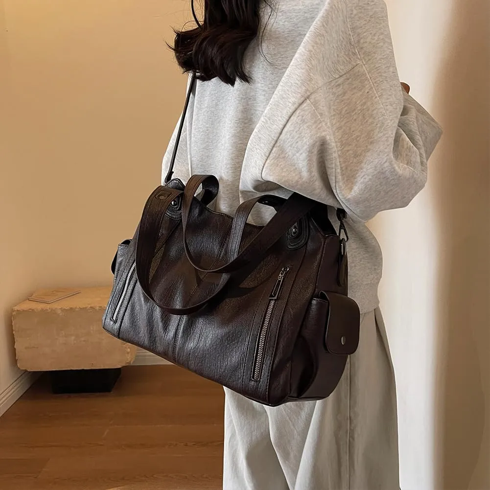 Conceal Carry Purses for Women Concealed Carry Crossbody Bag Large Purses for Women Faux Leather Hobo Bags Vintage Tote Bag