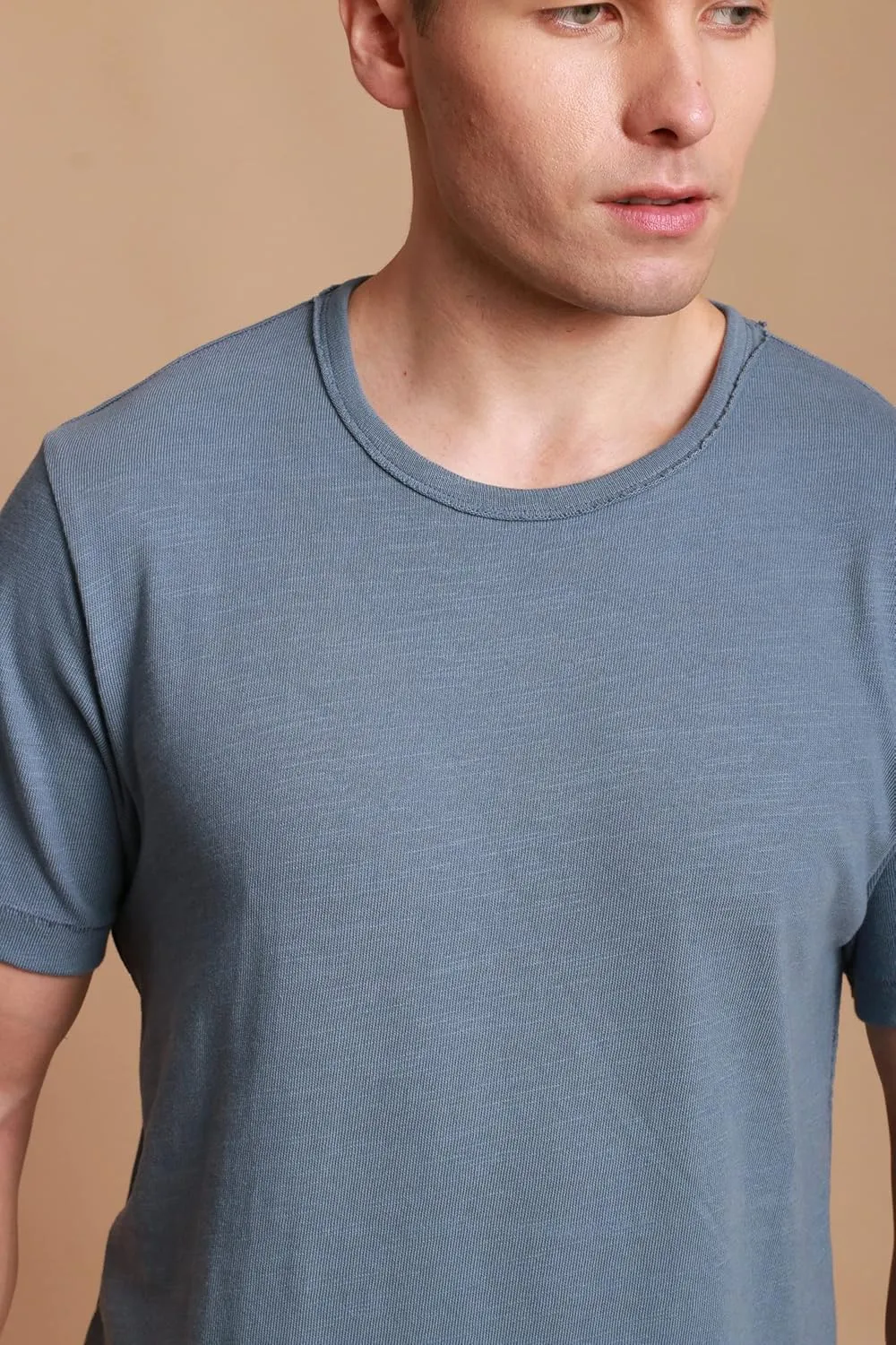 Cottonique Hypoallergenic Slub Crew Neck Short Sleeve for Men with Skin Allergies and Sensitive Skin