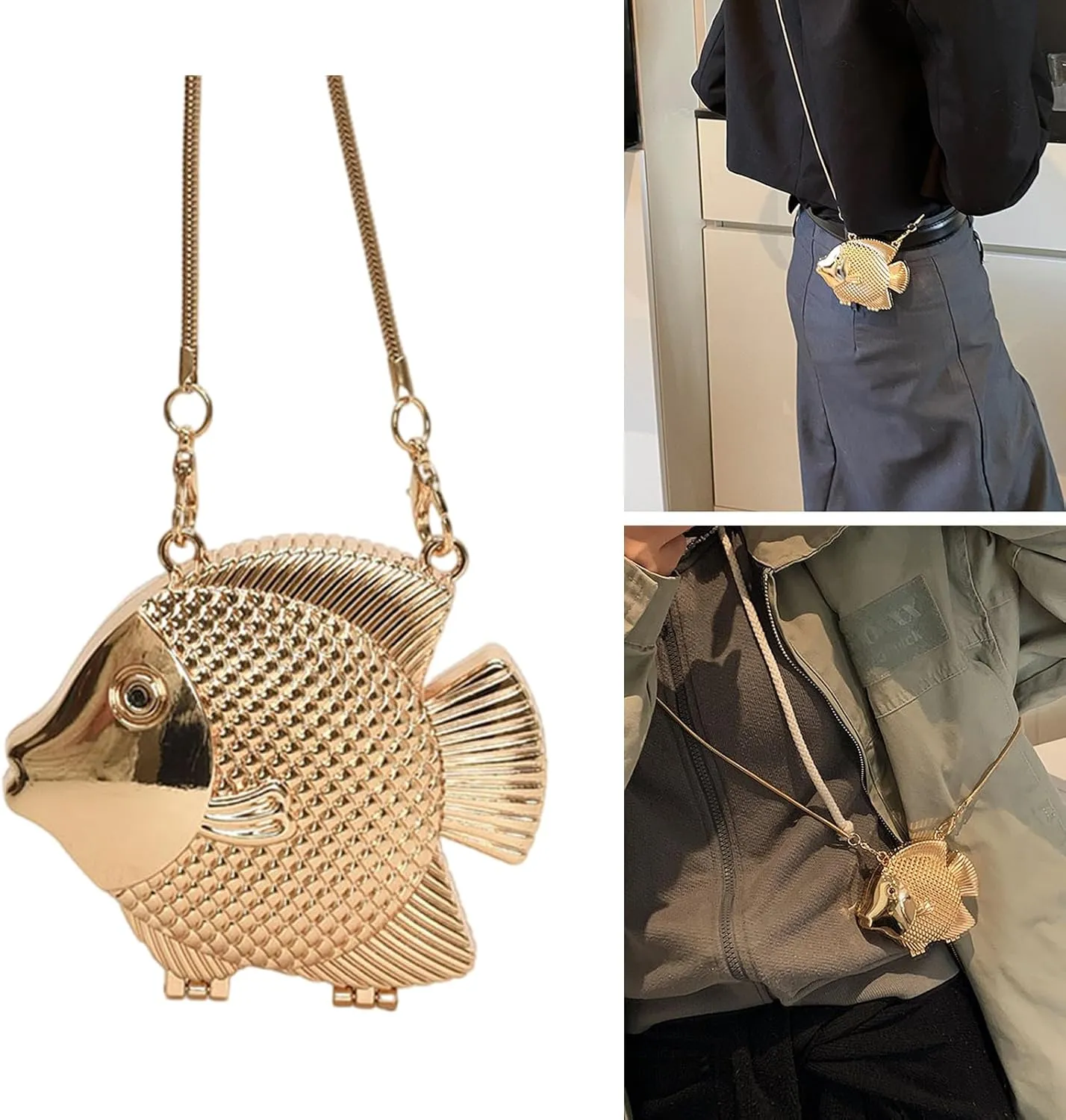 Crossbody Purses Evening Clutches Bag for Women Fish Shape Shoulder Crossbody Bag Fashion Handbag Satchel Purse Gifts