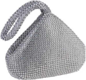 CROWN GUIDE Women Rhinestone Crystal Evening Clutch Bag With Wristlet Wedding Prom Party Purse Handbags