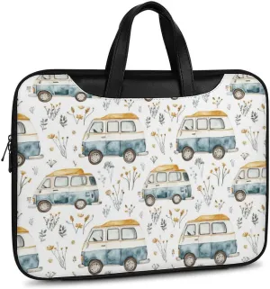 Cute Campervan RV Vehicle Leather Bag Laptop Case Slim Water Resistant Computer Bags with Handle Briefcase for Work
