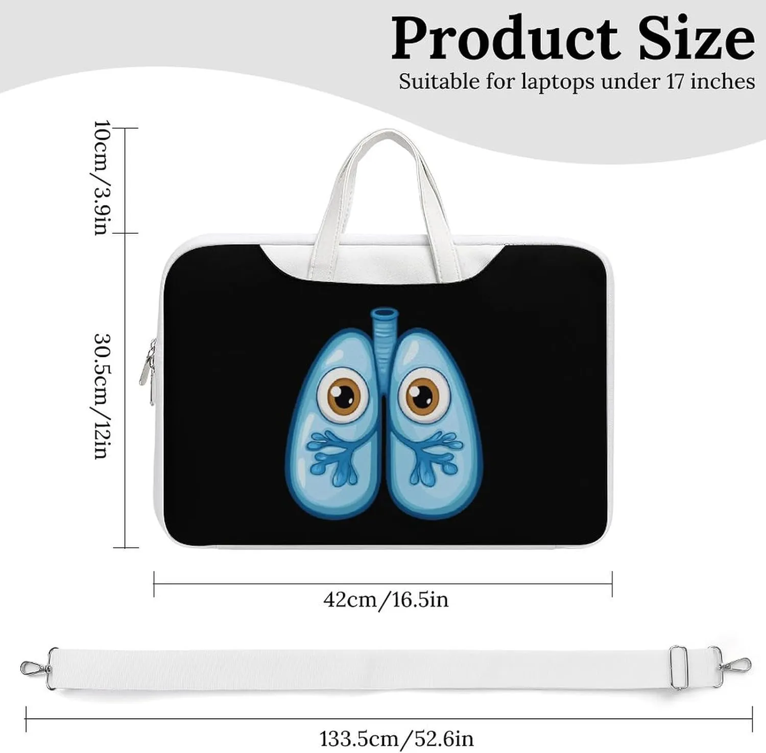 Cute Lungs Leather Bag Laptop Case Slim Water Resistant Computer Bags with Handle Briefcase for Work