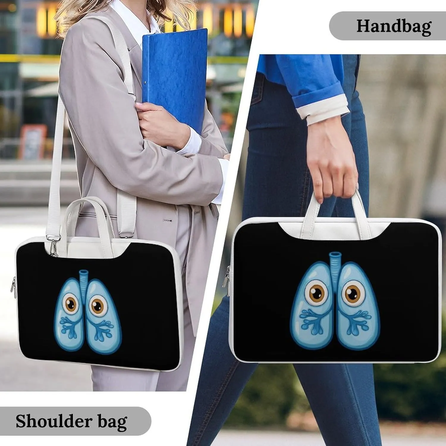 Cute Lungs Leather Bag Laptop Case Slim Water Resistant Computer Bags with Handle Briefcase for Work