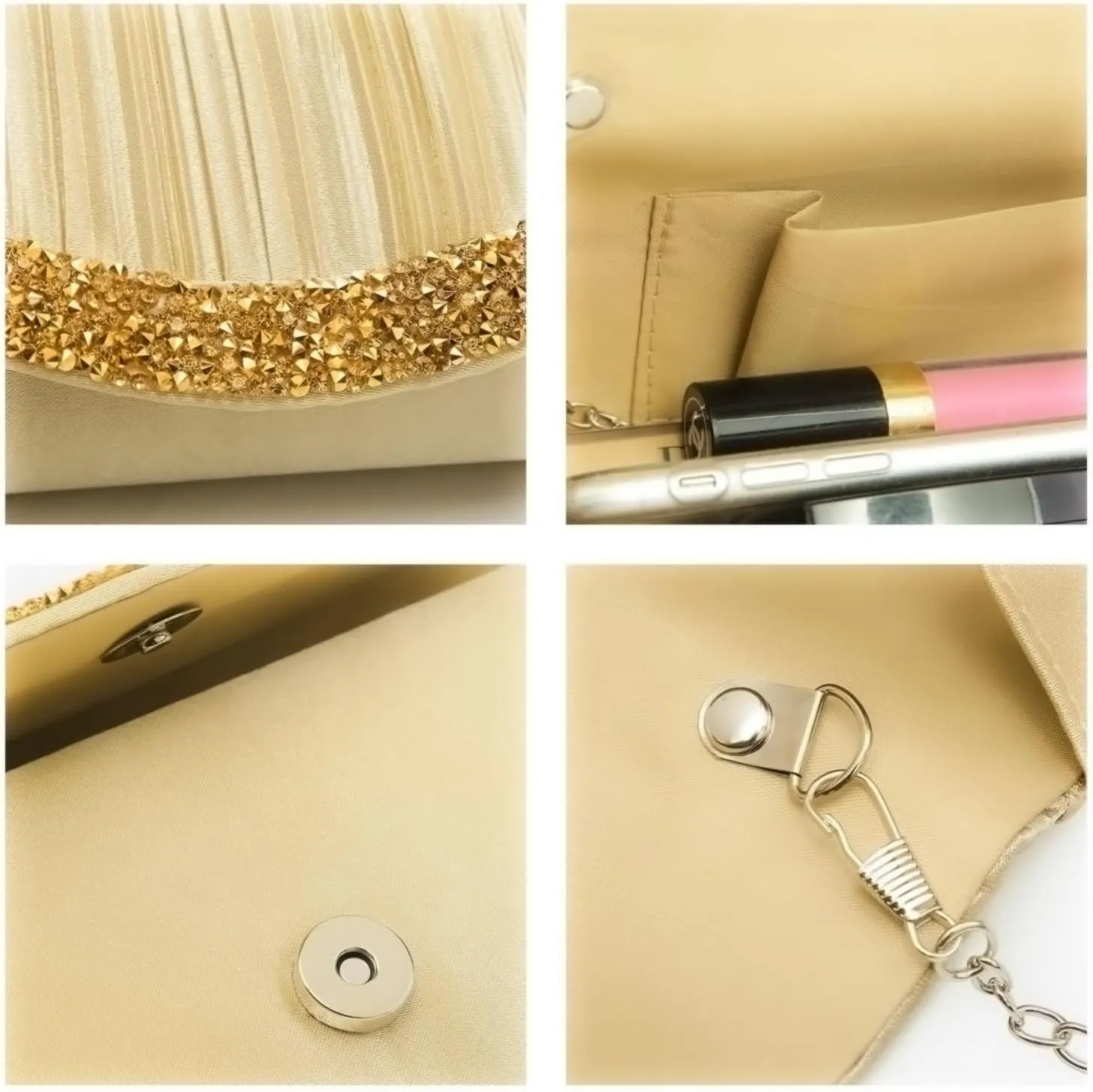 Dasein Clutch Purses for Women Evening Bags Formal Clutches with Rhinestones for Wedding Party Prom Dressy Purse