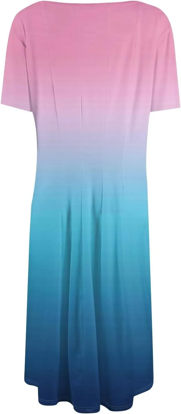 Dresses for Women 2025 Midi Dresses for Women Summer Short Sleeve A Line Loose Floor Length