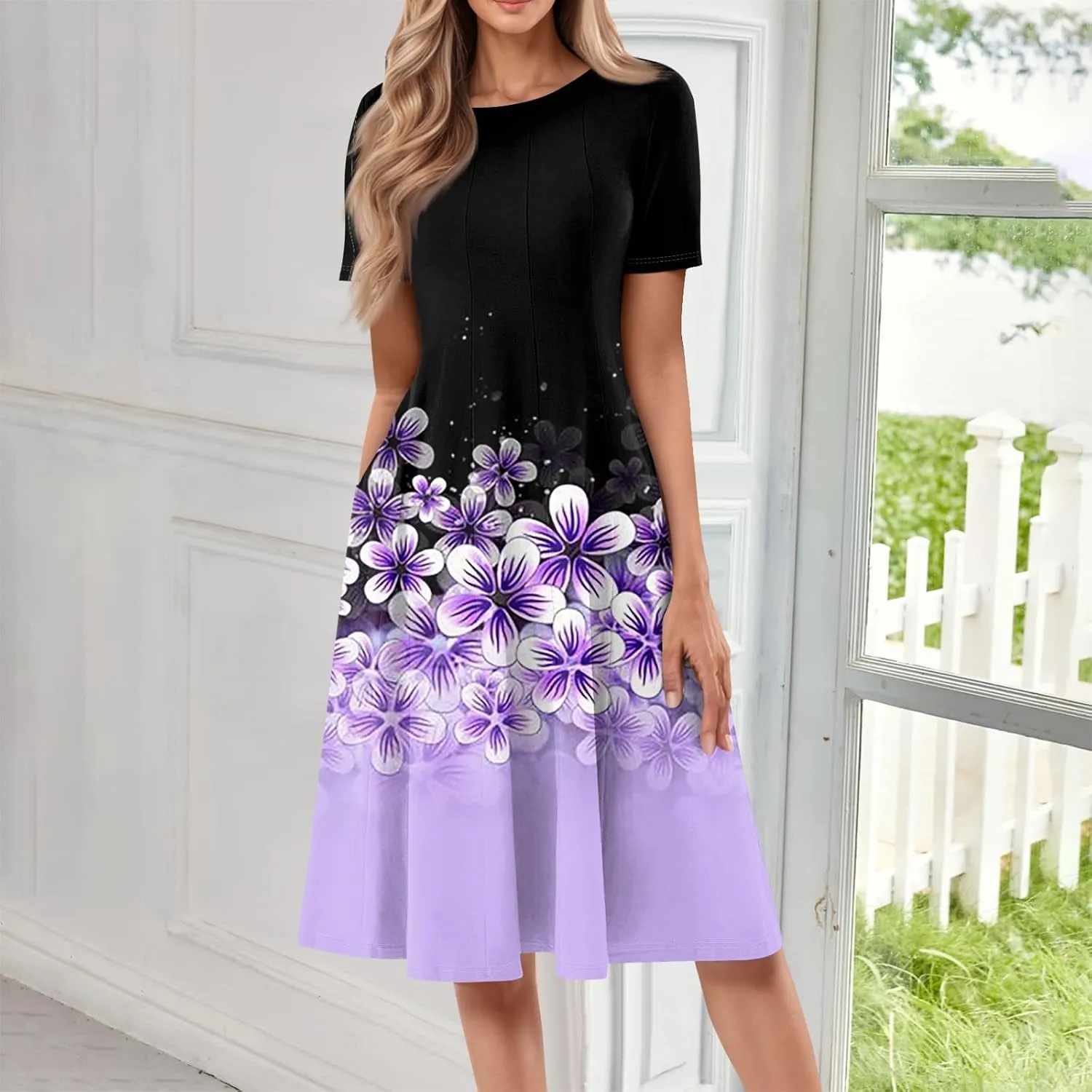 Dresses Women Casual Midi Dresses for Women Short Sleeve Summer Dresses Women Summer Ethnic Style Cute