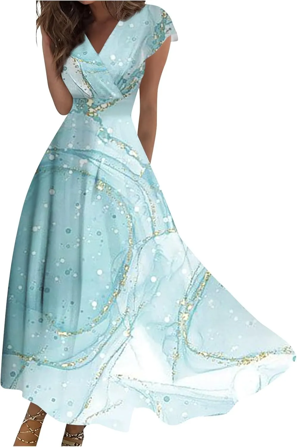Dresses Women Summer Maxi Dress Short Sleeve Womens Summer Dresses for Island Vacation Smocked