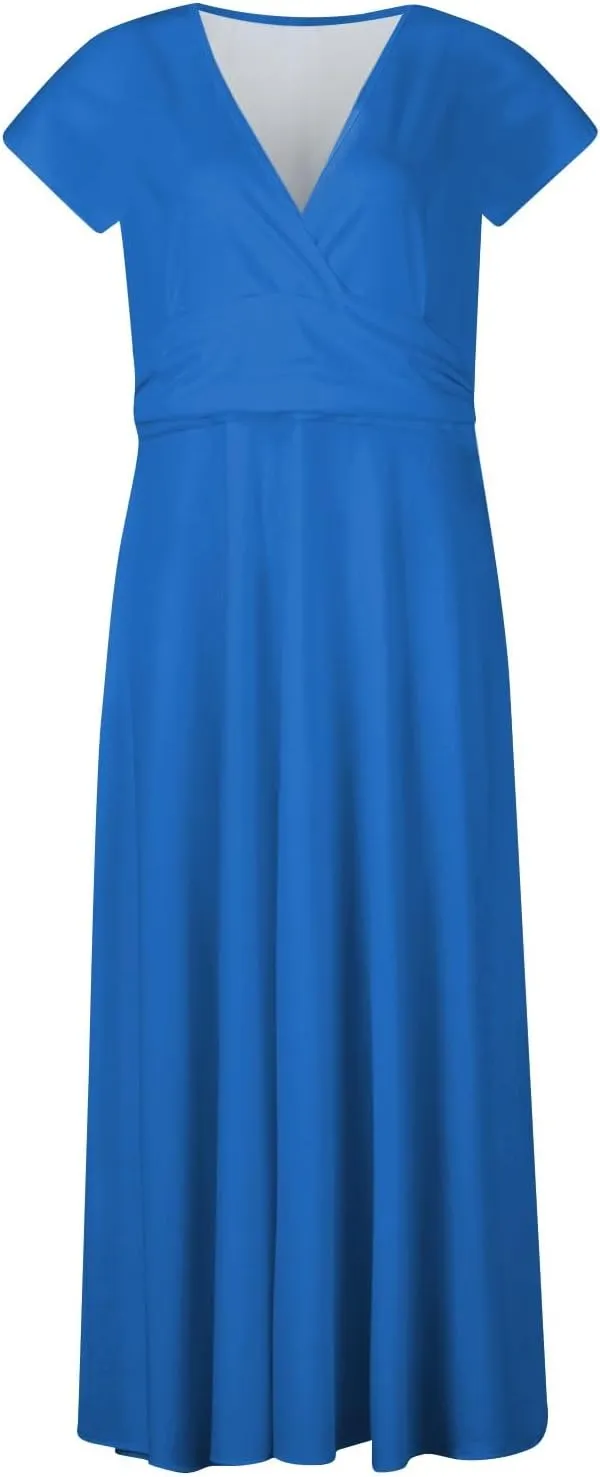 Dresses Women Summer Maxi Dress Short Sleeve Womens Summer Dresses for Island Vacation Smocked