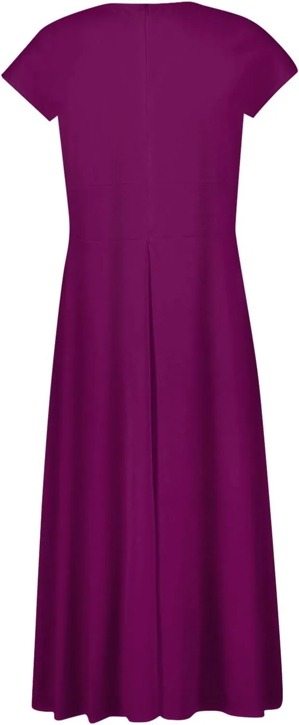 Dresses Women Summer Maxi Dress Short Sleeve Womens Summer Dresses for Island Vacation Smocked