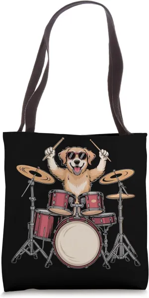 Drumset Golden Retriever Drummer Dog Tote Bag