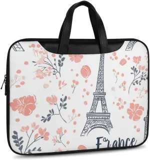 Eiffel Tower Paris French Macarons Leather Bag Laptop Case Slim Water Resistant Computer Bags with Handle Briefcase for Work