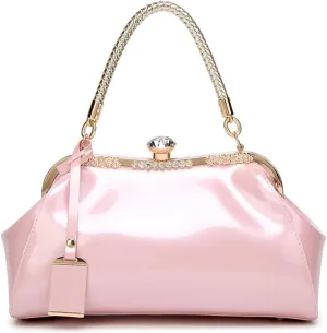 Evening Bags for Women Glossy Leather Tote Bag Clutches Mini Crossbody Shoulder Bag Vintage Purses Handbags for Bridal Party