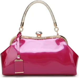 Evening Bags for Women Glossy Leather Tote Bag Clutches Mini Crossbody Shoulder Bag Vintage Purses Handbags for Bridal Party