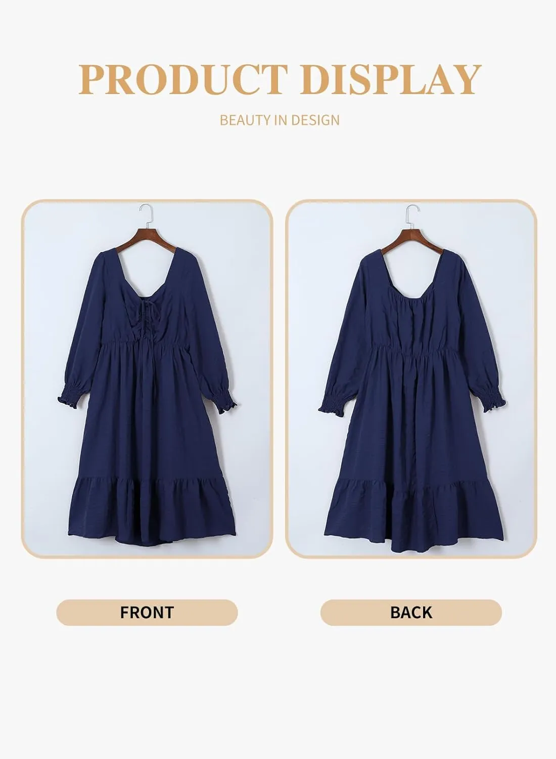 Eytino Plus Size Dress for Women Long Sleeve Sweetheart Neck Ruffle Long Maxi Dresses(1X-5X)