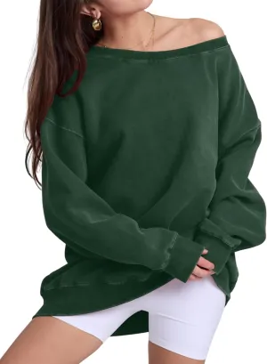 FAIABLE Womens Off-Shoulder Hoodie Heavyweight Hoodies Vintage Acid Wash Hoodie Fleece Hoodies for Women