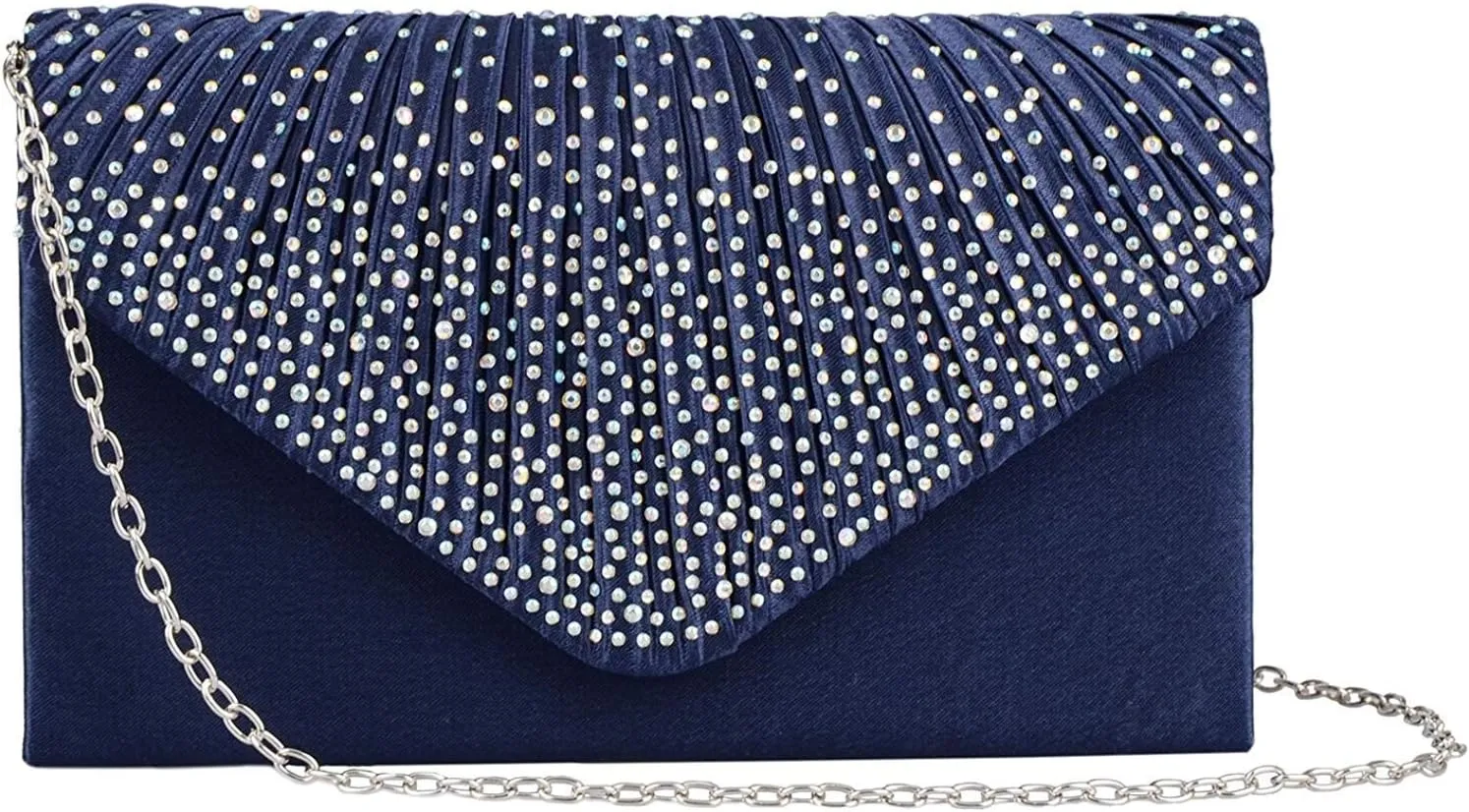 Fashion Ladies BagEvening Clutch, Womens Satin Clutch Bag Envelope Purse for Wedding and Party (Color : Navy Blue)