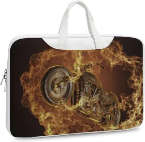 Fire Motorbike Dangerous Sport Leather Bag Laptop Case Slim Water Resistant Computer Bags with Handle Briefcase for Work