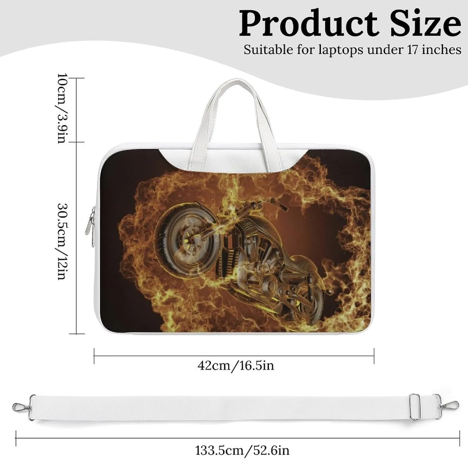 Fire Motorbike Dangerous Sport Leather Bag Laptop Case Slim Water Resistant Computer Bags with Handle Briefcase for Work