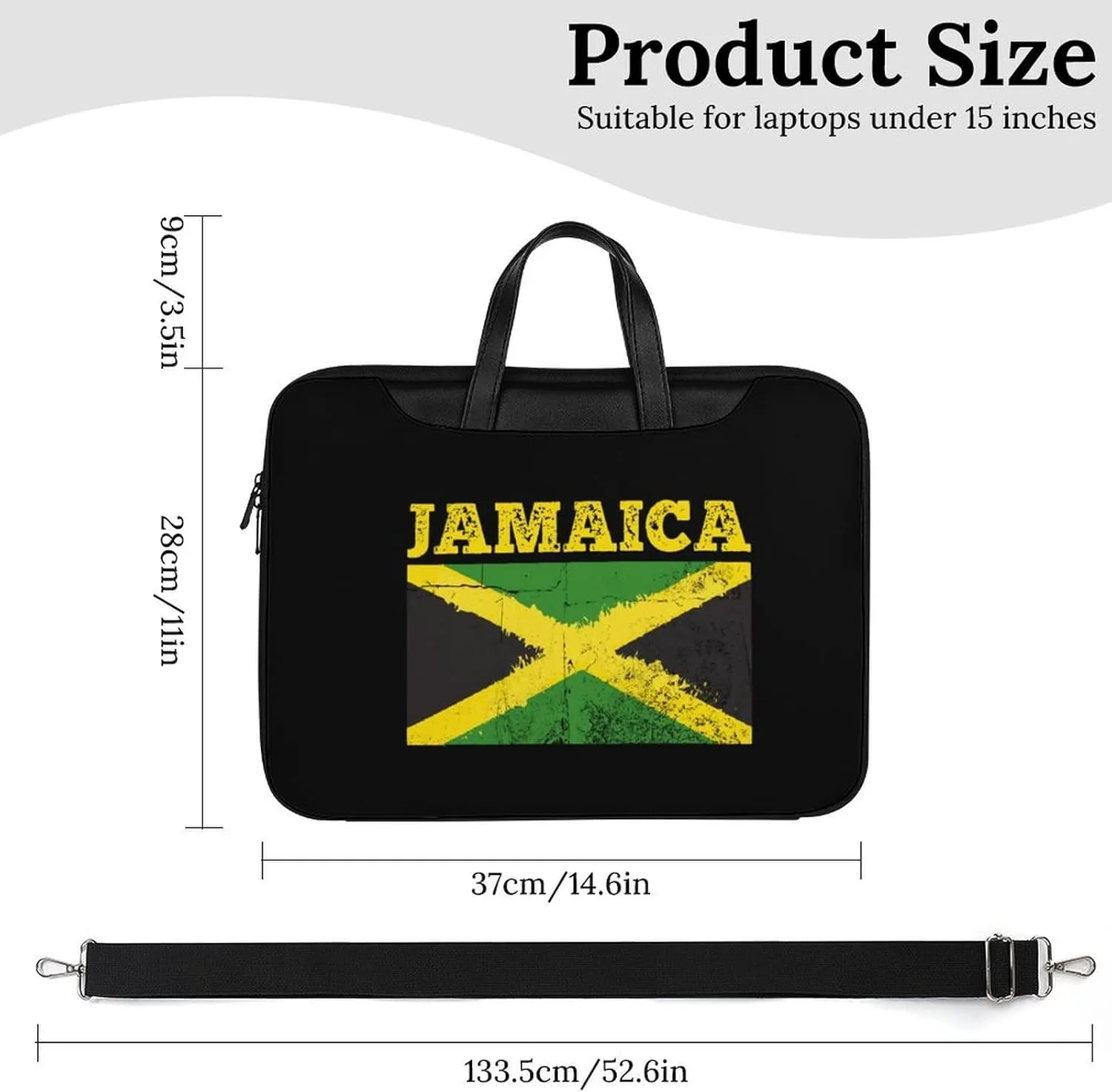 Flag Of Jamaica Leather Bag Laptop Case Slim Water Resistant Computer Bags with Handle Briefcase for Work