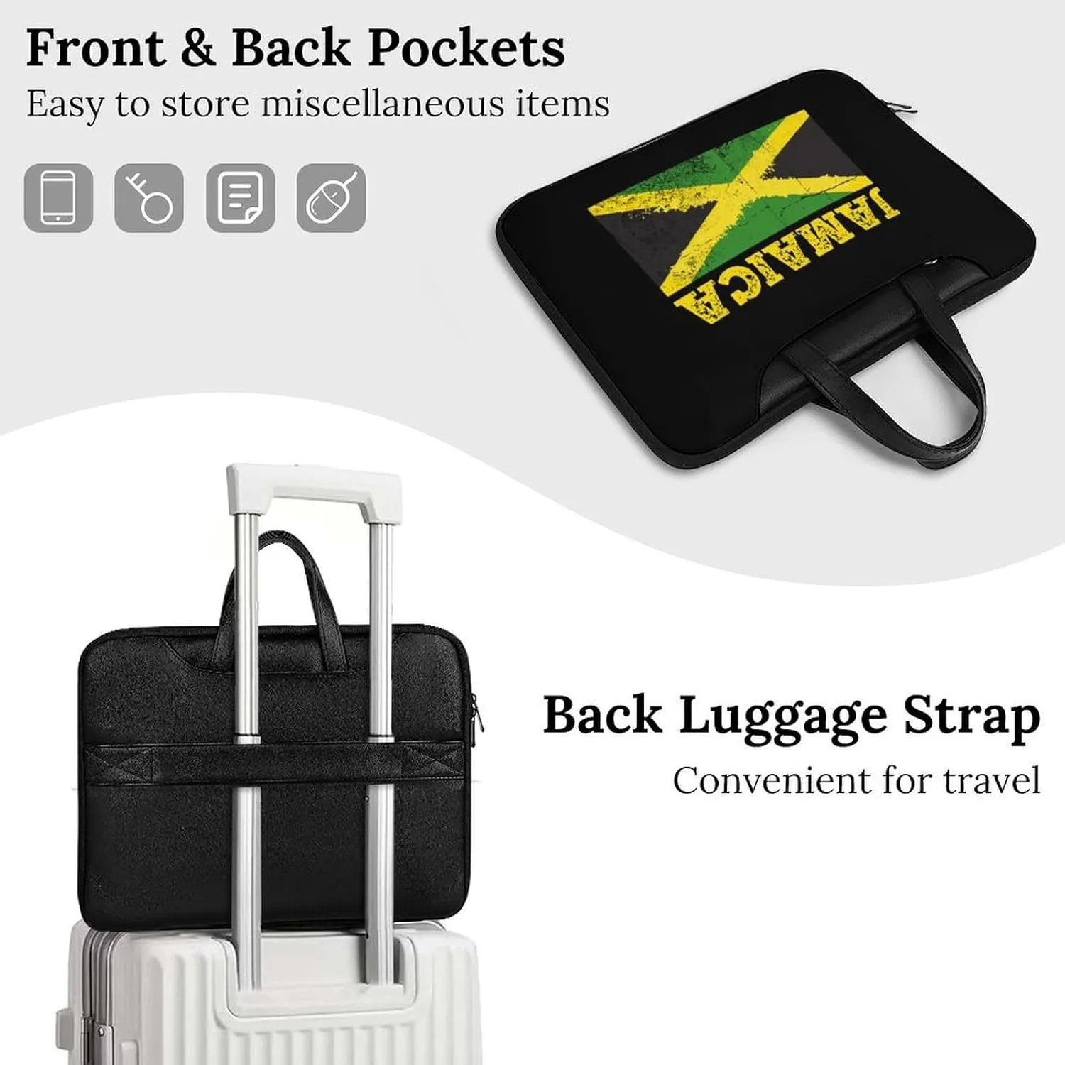 Flag Of Jamaica Leather Bag Laptop Case Slim Water Resistant Computer Bags with Handle Briefcase for Work