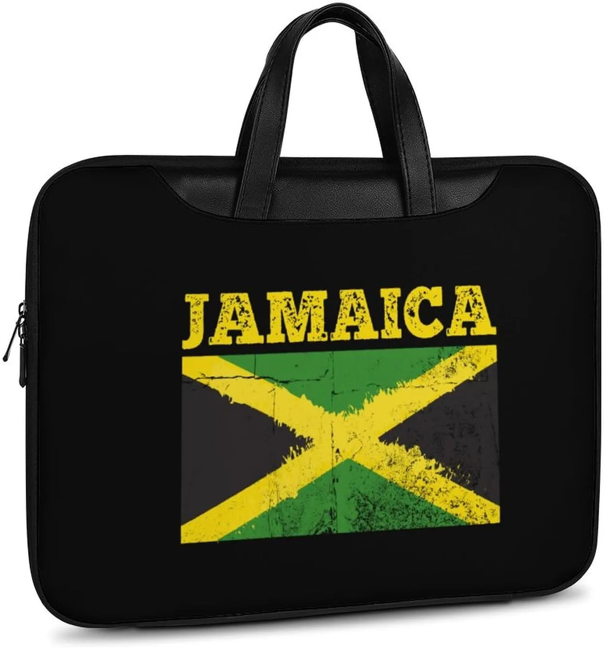 Flag Of Jamaica Leather Bag Laptop Case Slim Water Resistant Computer Bags with Handle Briefcase for Work