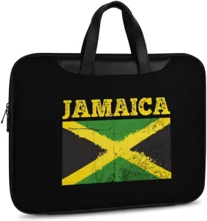Flag Of Jamaica Leather Bag Laptop Case Slim Water Resistant Computer Bags with Handle Briefcase for Work