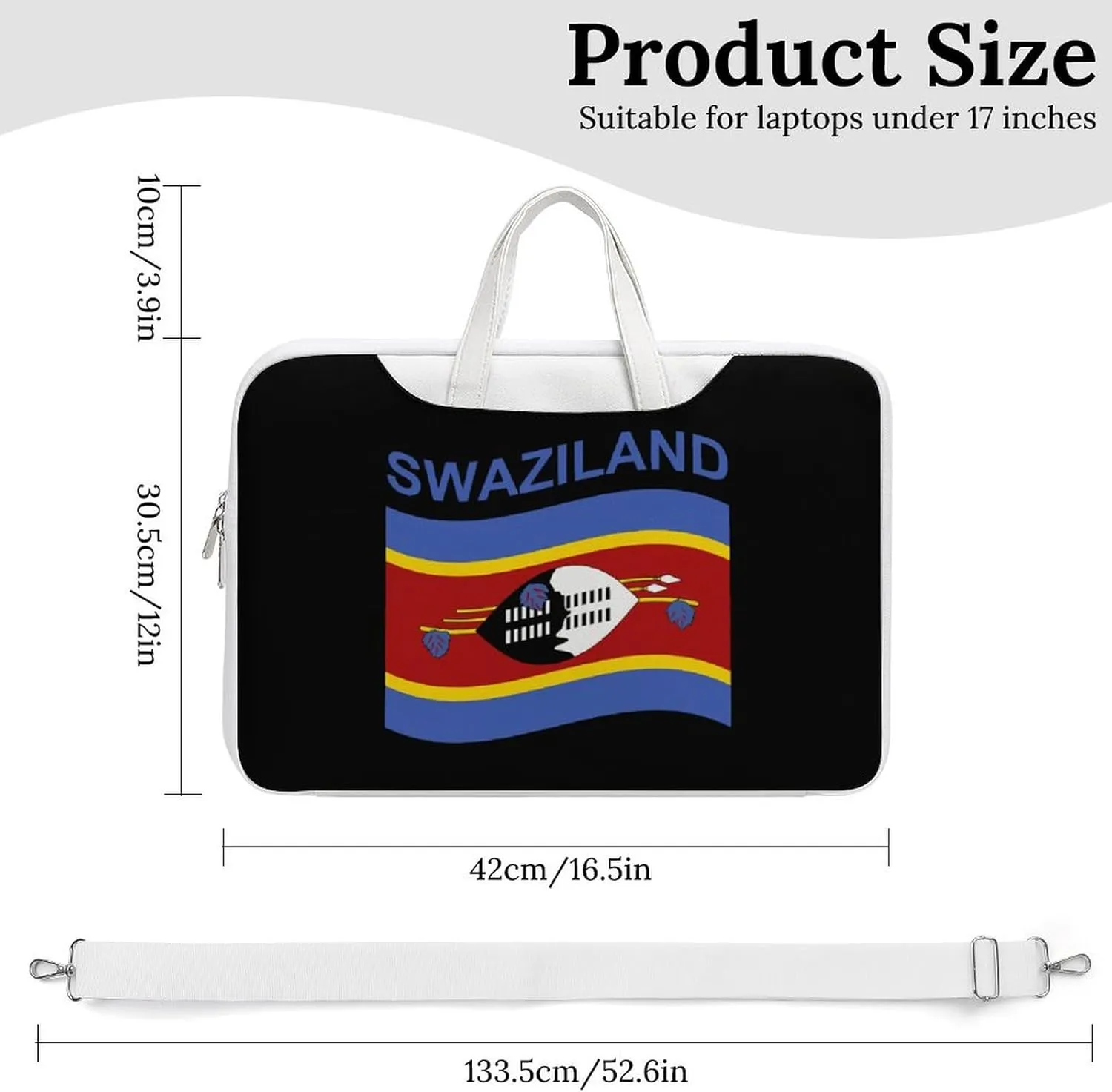 Flag of Swaziland Leather Bag Laptop Case Slim Water Resistant Computer Bags with Handle Briefcase for Work