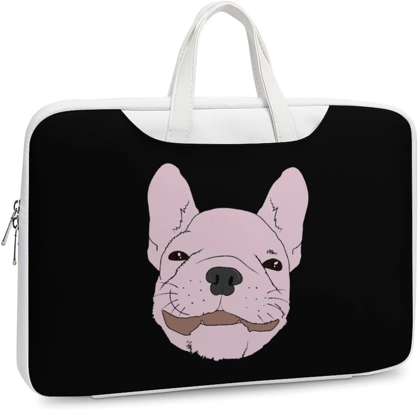 French Bull Dog Leather Bag Laptop Case Slim Water Resistant Computer Bags with Handle Briefcase for Work