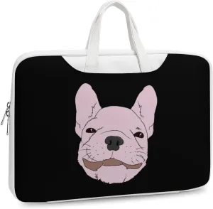 French Bull Dog Leather Bag Laptop Case Slim Water Resistant Computer Bags with Handle Briefcase for Work
