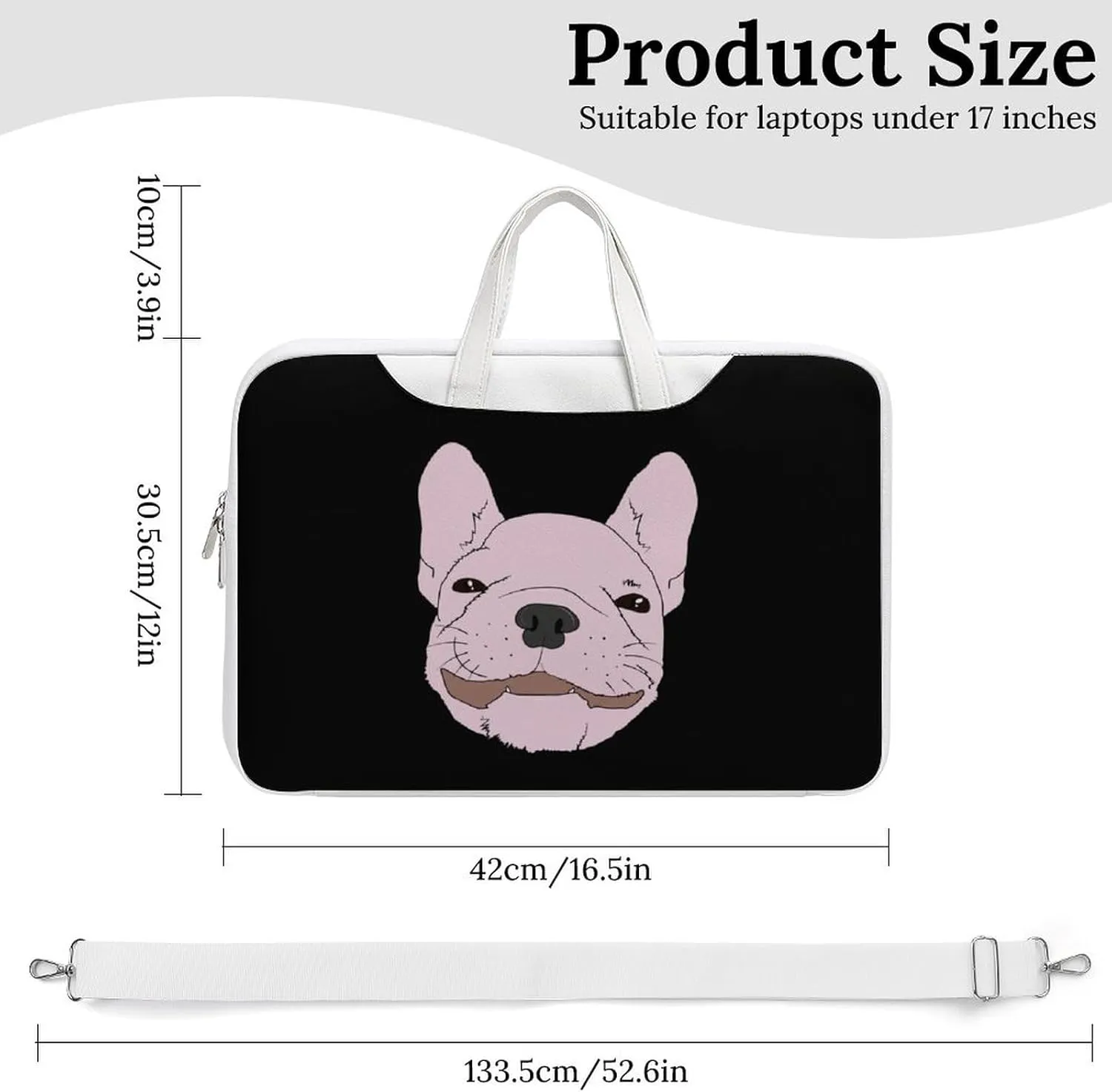 French Bull Dog Leather Bag Laptop Case Slim Water Resistant Computer Bags with Handle Briefcase for Work