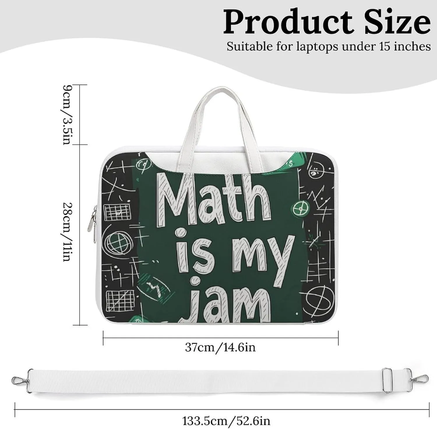 Funny Math Graphic Leather Bag Laptop Case Slim Water Resistant Computer Bags with Handle Briefcase for Work