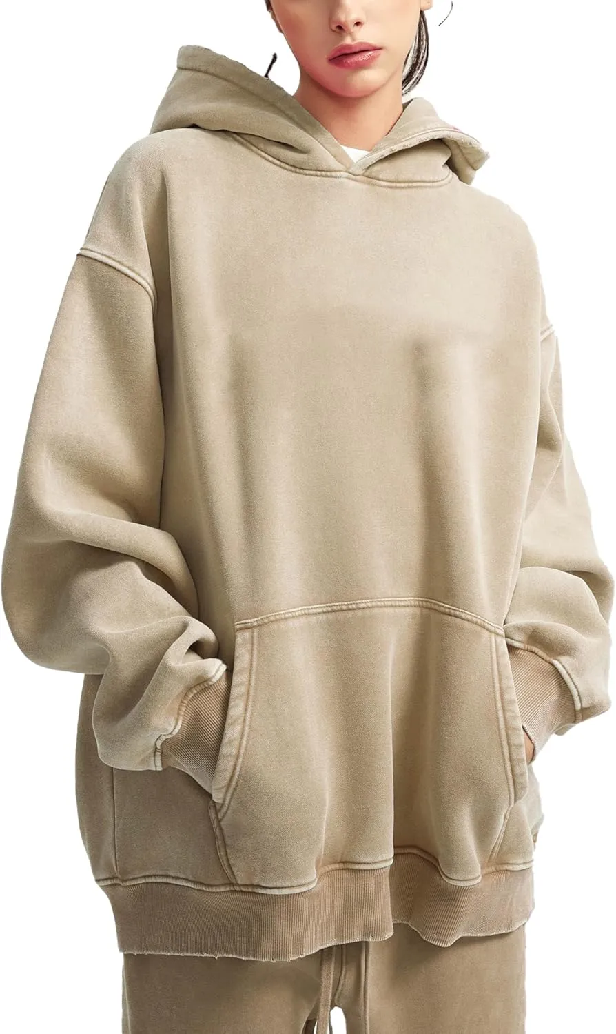 hathne Men's Oversized Hoodies Sweatshirt Cotton Wash Hooded Baggy Pullover Hoodies Vintage Winter Spring