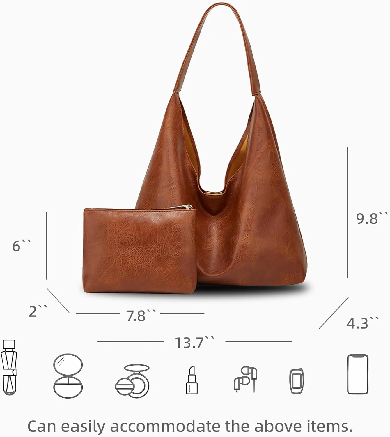 Hobo Bag Purses for Women Shoulder Bag Soft Vegan Crossbody Underarm Handbag Y2K Hobo Bag Commuting Bag