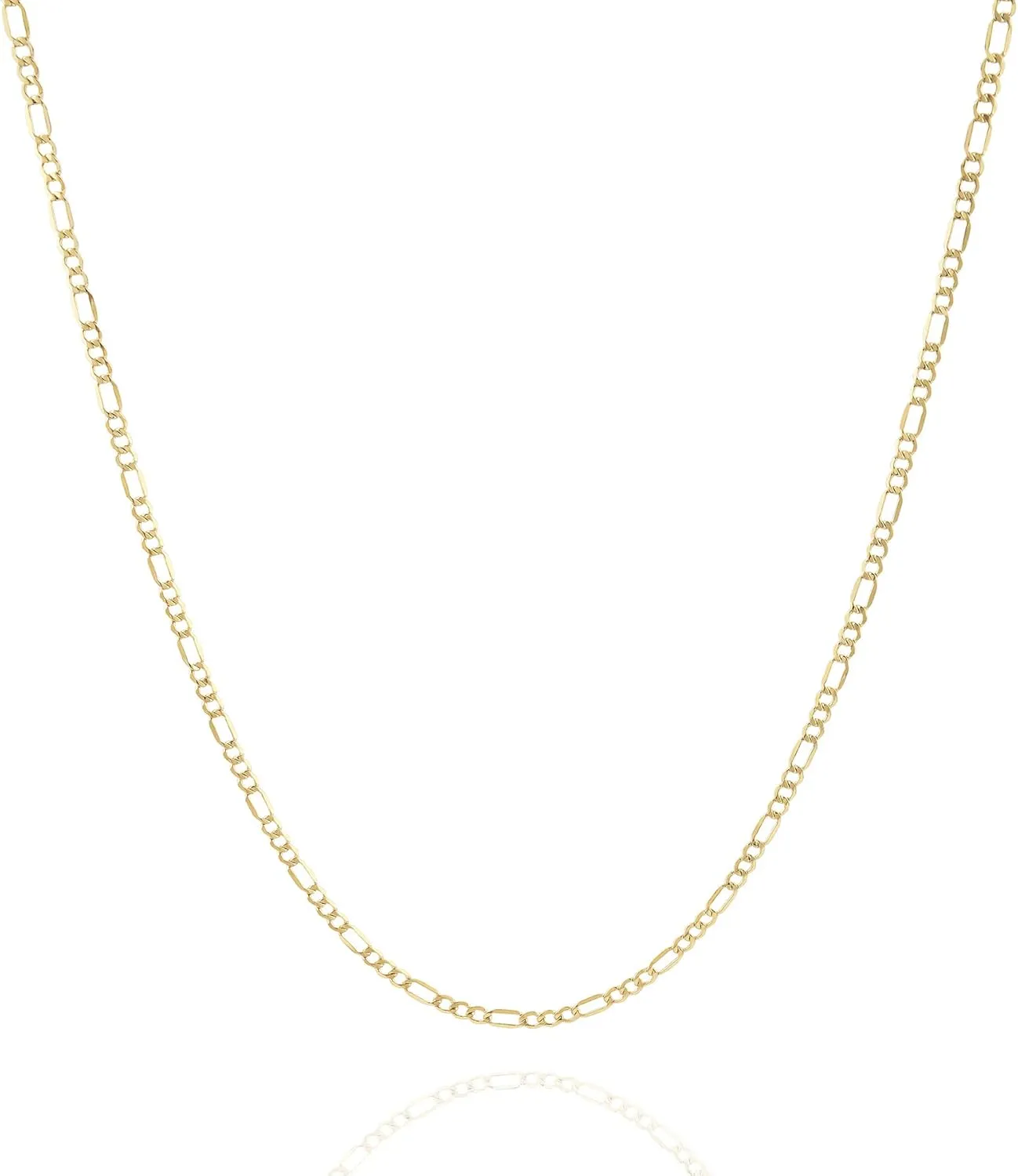 Jewelry Atelier Gold Chain Necklace Collection - 14K Solid Yellow Gold Filled Figaro Chain Necklaces for Women and Men with Different Sizes (2.8mm, 3.7mm, 4.7mm, 5.6mm)