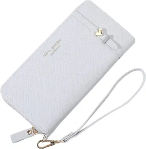 JIUFENG Women Long RFID Blocking Wallet Large Capacity Zipper Wristlet Purse Card Holder Cellphone Bag Fashion Clutches
