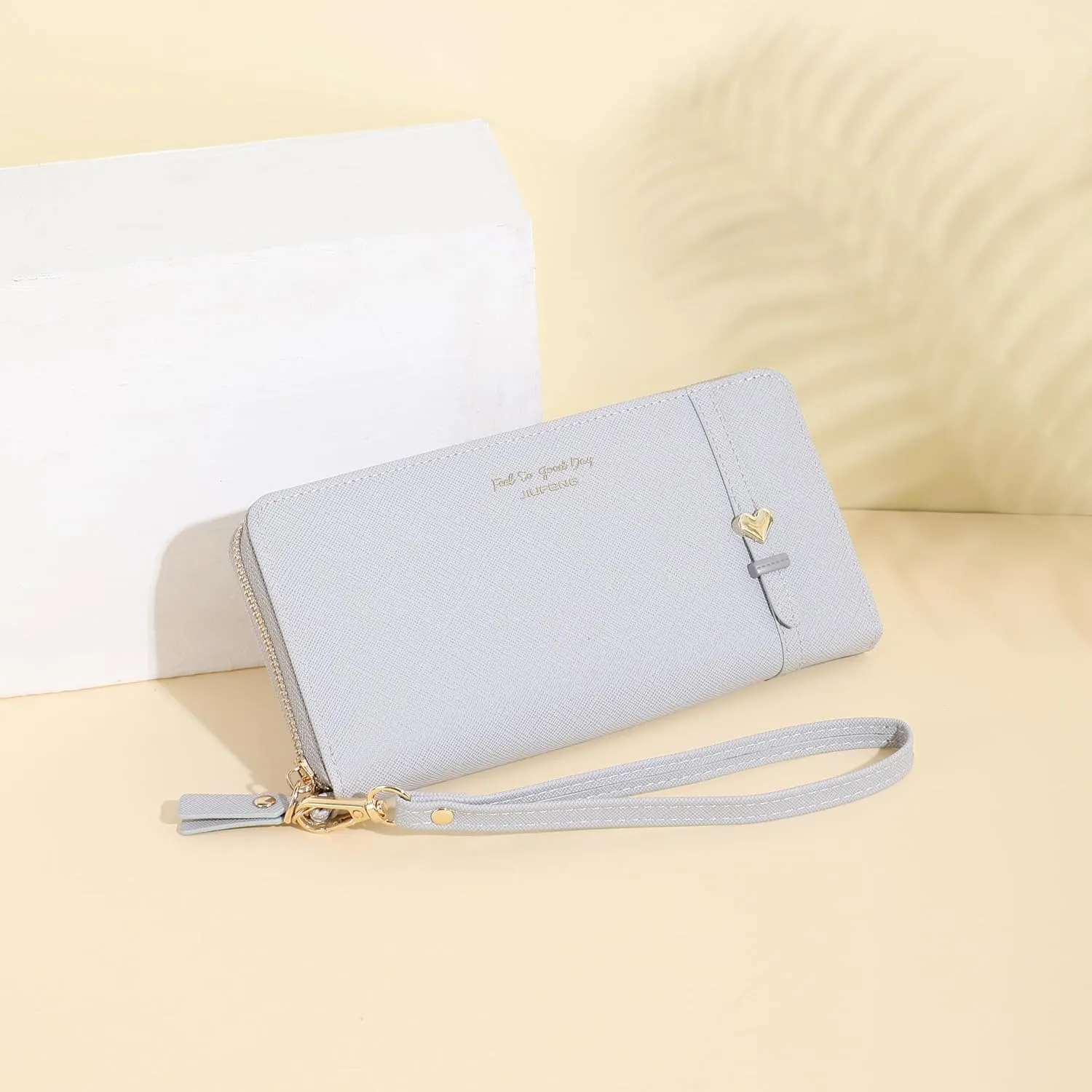 JIUFENG Women Long RFID Blocking Wallet Large Capacity Zipper Wristlet Purse Card Holder Cellphone Bag Fashion Clutches