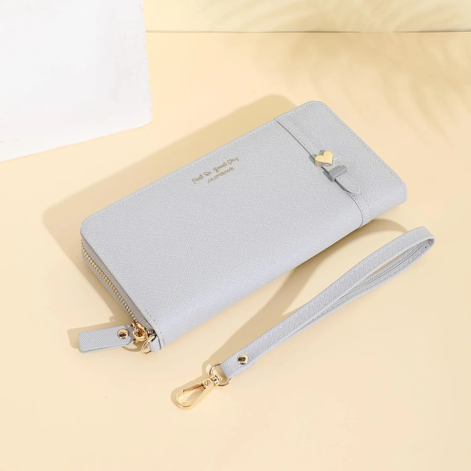 JIUFENG Women Long RFID Blocking Wallet Large Capacity Zipper Wristlet Purse Card Holder Cellphone Bag Fashion Clutches