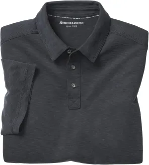 Johnston & Murphy Vintage Slub Polo - T-Shirt for Men - Short Sleeves - Spread Collar - Straight Hemline Black 3XL One Size