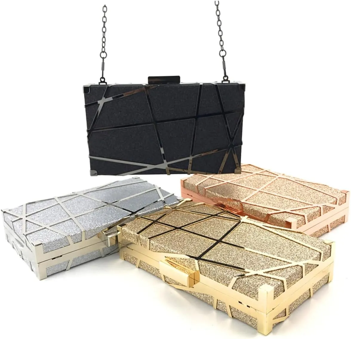 KESYOO Clutches for Women Evening Handbag Clutch Purse Chain Bag Dinner Bag Metal Miss Chain Bag Fashion Clutch