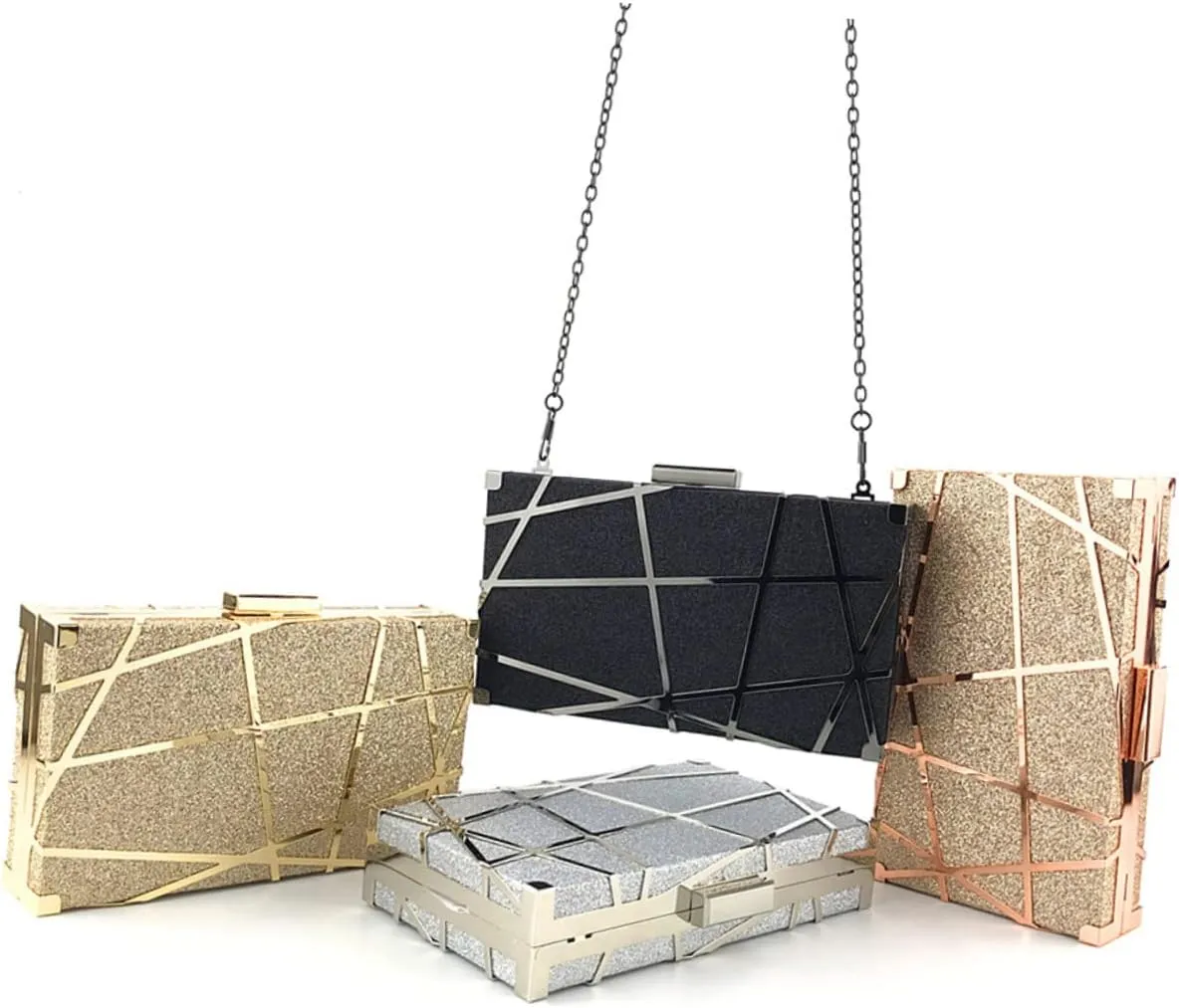 KESYOO Clutches for Women Evening Handbag Clutch Purse Chain Bag Dinner Bag Metal Miss Chain Bag Fashion Clutch