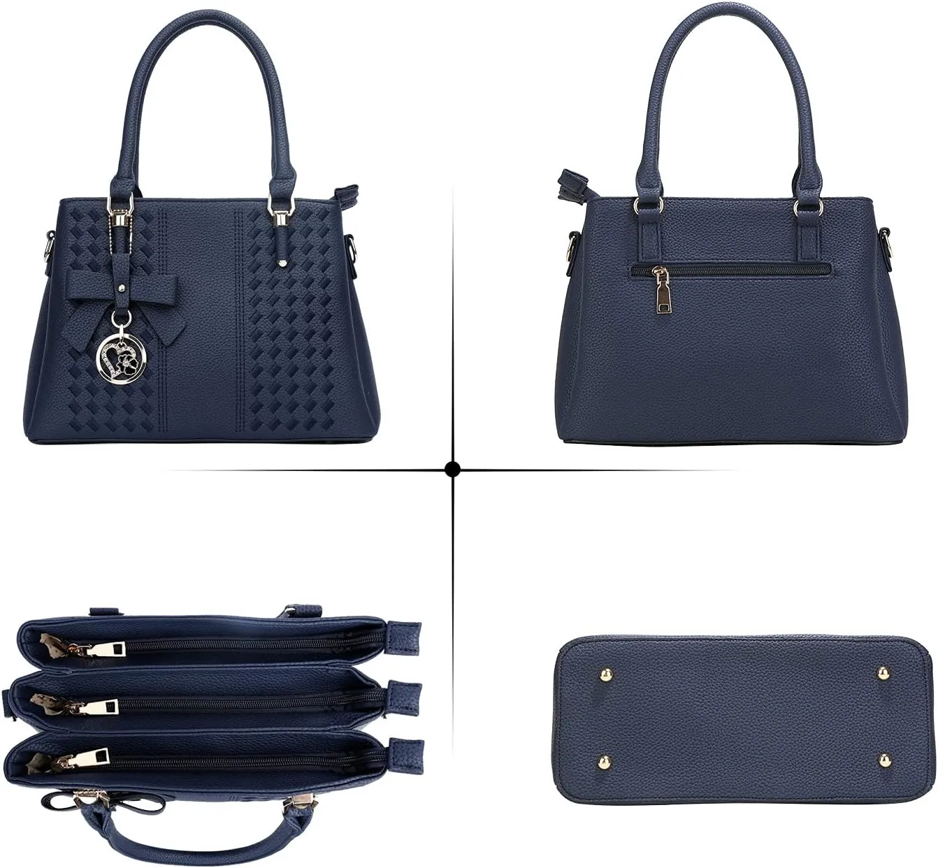 KKXIU Women Satchel Bags Handle Shoulder Handbags and Purses Pockets Zipper Leather Crossbody Bags